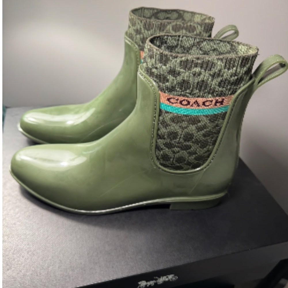 New in box coach rain boots